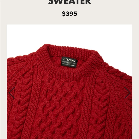 Filson Fisherman Sweater Red 0 Wool Xs 